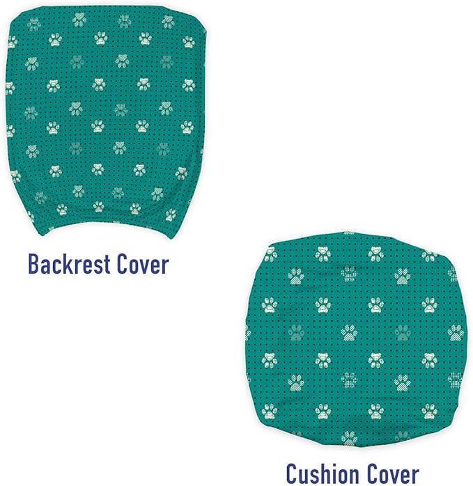 Ambesonne Paw Print Office Chair Slipcover, Modern Design Pattern of Animal Step Marks with Tiny Squares, Protective Stretch Decorative Fabric Cover, Standard Size, Teal Ivory