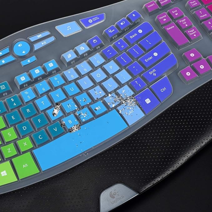 Keyboard Cover for Logitech K350 MK570 MK550 Wireless Wave Keyboard, K350 Wireless Wave Keyboard Accessories, Logitech K350 Keyboard Skin Protector - Rainbow