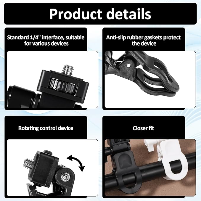 2 Pack Webcam Monitor Mount Monitor Camera Mount with 1/4 Screw Ring Camera Clip Webcam Stand Mounts for Tripod Screen LCD Display Top Fill Light Flash Phone Tripod Tablet Video Live