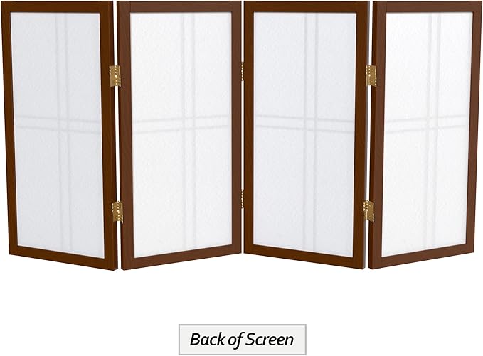 2 ft. Short Desktop Double Cross Shoji Screen - Walnut - 4 Panels