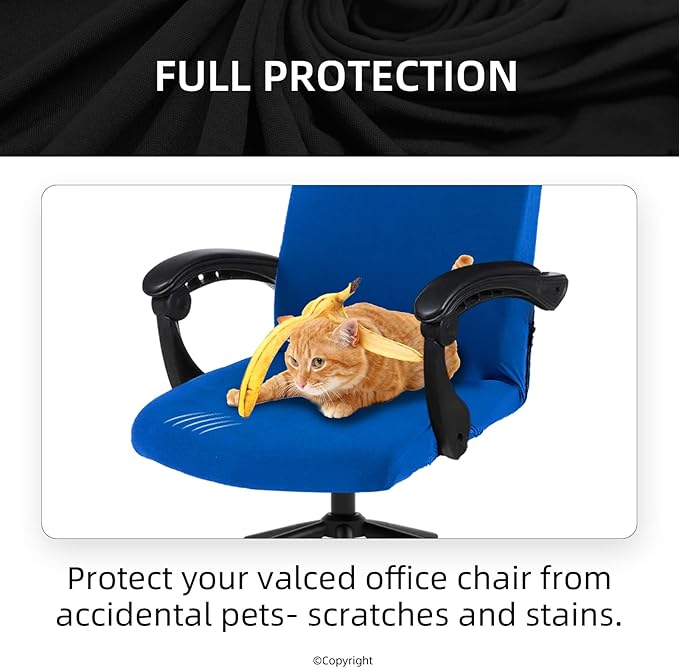 Elastic Computer Chair Cover with Durable Zipper - Protective Removable Washable Universal Office Desk Chair Seat Slip Cover - Stretchy Soft Anti-dust Desk Chair Seat Protector for Dogs, Cats, Pets