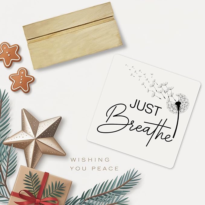 Just Breathe Desk Decor Sign, Inspirational Yoga Acrylic Decor for Home Office