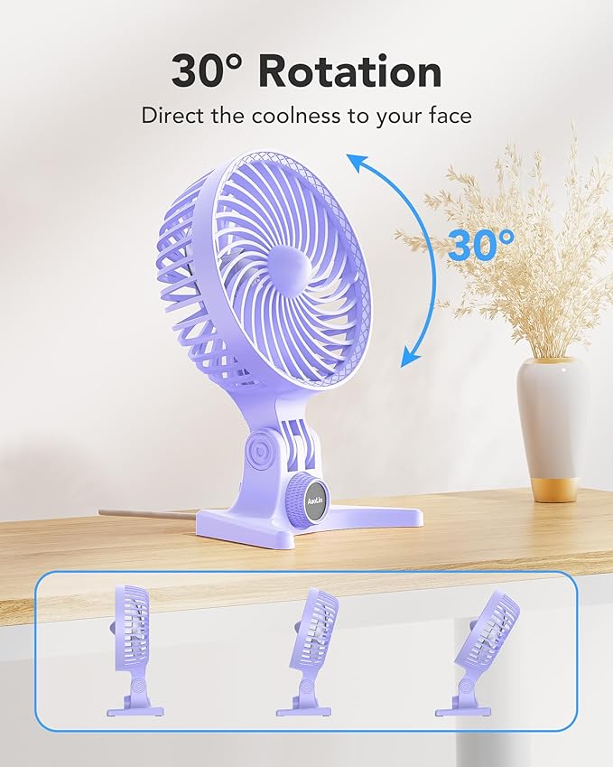 AaoLin USB Desk Fan, Small Fans with CVT Variable Speeds, Strong Cooling Airflow, Quiet Portable, Desktop Mini Personal Table Fan for Room, Home, Office, Bedroom, Purple