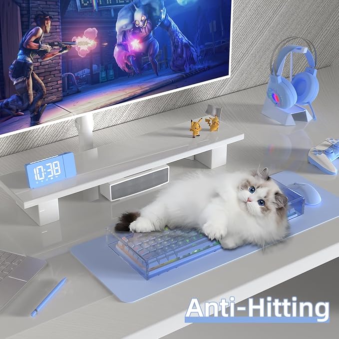 Attack Shark KC04 Acrylic Clear Transparent Keyboard Cover(17.4 * 6.5 * 1.9 inch) with Dustproof Waterproof Anti-hit Anti-cat Protective Case for Standard 104 Key Mechanical Gaming Keyboard Blue