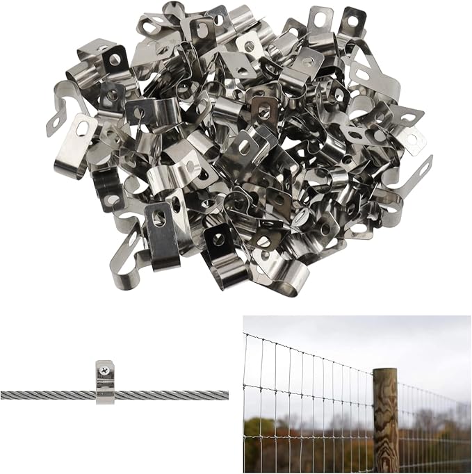 Antrader R-Type Cable Clips,8mm/0.31" Cable Clamps with Screws,304 Stainless Steel,100Pcs