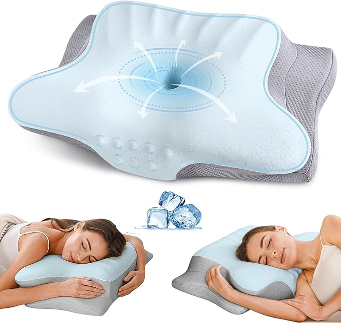 Ylekto Cervical Neck Pillow for Pain Relief - Ergonomic Memory Foam Pillows for Sleeping, Cooling Side Sleeper Pillow for Neck Support, Contour Orthopedic Bed Pillow for Sleepers
