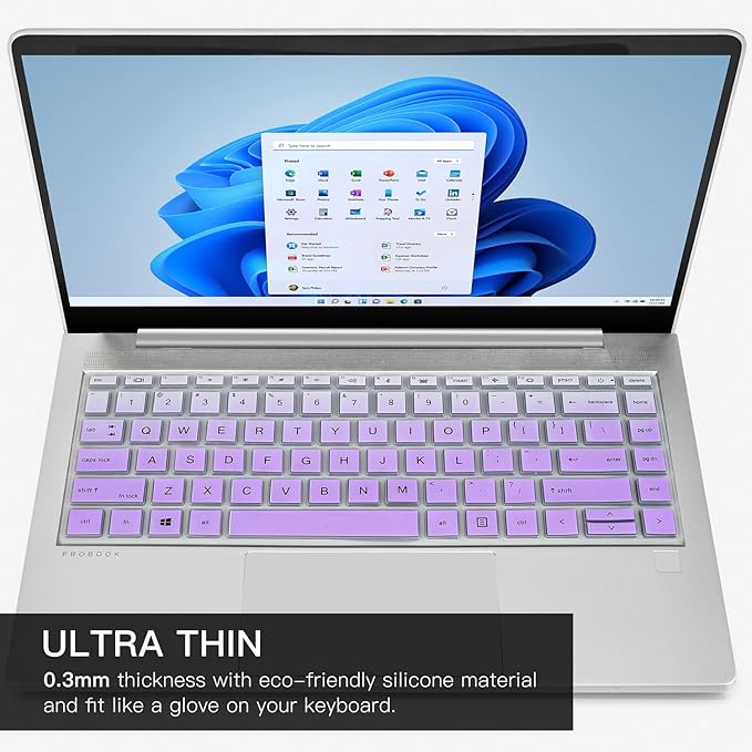 CaseBuy Keyboard Cover for HP Probook 440 445 G8 G9 G10 14 inch, HP Probook 640 G7 G8 14" Laptop Protector Skin(Not Fit Probook 440 445 G5 G6 G7) -Ombre Purple