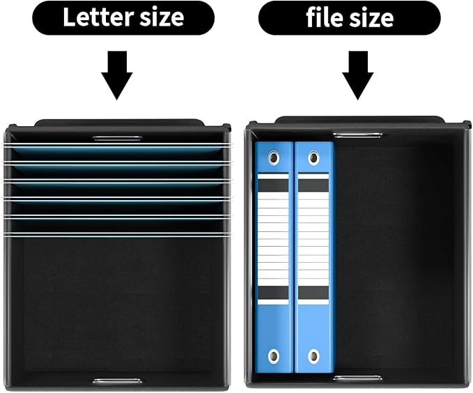 Decorative File Organizer Boxes Office Document Storage with Lids, Linen File Storage Organizer Boxes, Universal Hanging Filing Organization Box for Letter/Legal Folder,Home File Storage Bins