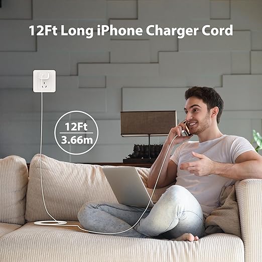Phone 17 16 15 Charger Fast Charging Type C Chargers USB C Fast Charger Block & Phones 17 Charger Cord 12FT Long USB C Charging Cable for i.Phone 17/17 Pro/17 Pro Max/Air/Phone 16 15 Pro Max,White