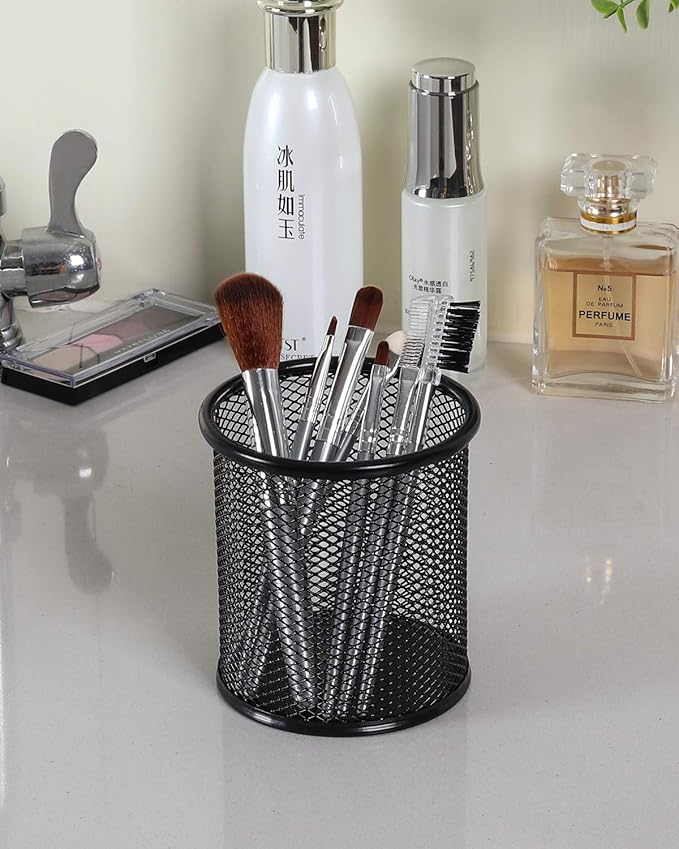 EasyPAG Pencil Holder for Desk, 2 Pack Metal Pen Organizer, Mesh Pencil Cup Organizer for Home, Office, Classroom, School, Black