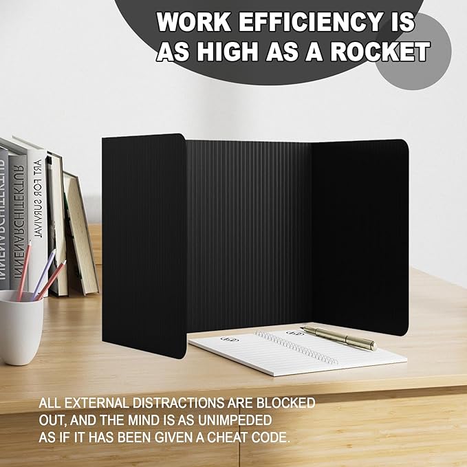 Black 24-Piece Set,Plastic Desk Divider, Student Desk Partition, Water-Resistant and Durable