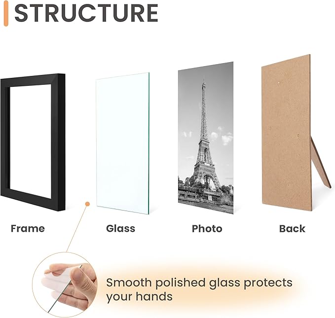 upsimples Certificate Frame with High Definition Glass, 8.5 by 11 Picture Diploma Document Frames for Wall and Tabletop, Black 5 Pack
