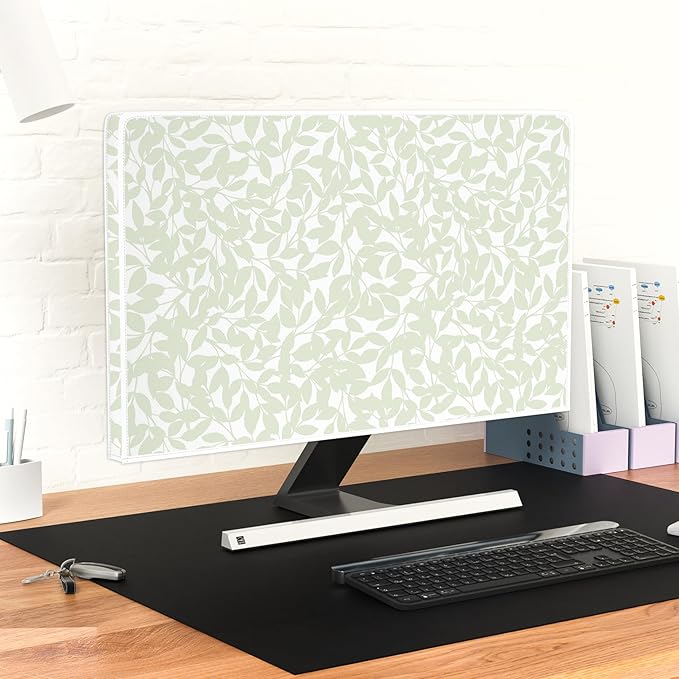Vintage French Vines Waterproof 55 Inch TV Dust Cover Anti-Static Dustproof Botanical Cottagecore Plant Television Covers for LCD LED PC Desktop and Home Hanging TV，Sage Green