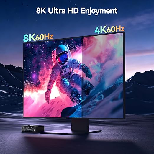 4K@144Hz KVM Switch 2 Monitors 2 Computers 8K@60Hz, MLEEDA HDMI and Displayport Dual Monitor KVM Switch with 4 USB 3.0 Port for Keyboard Mouse Printer, with Wired Remote, Power Adapter and USB Cables