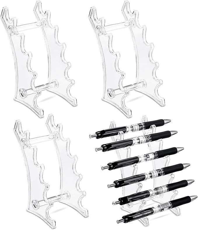 Outus Set of 4 Plastic Pen Holder 6-slots Display Stand Eyebrow Pen Stand Makeup Brush Rack Organizer for Home School and Office Use