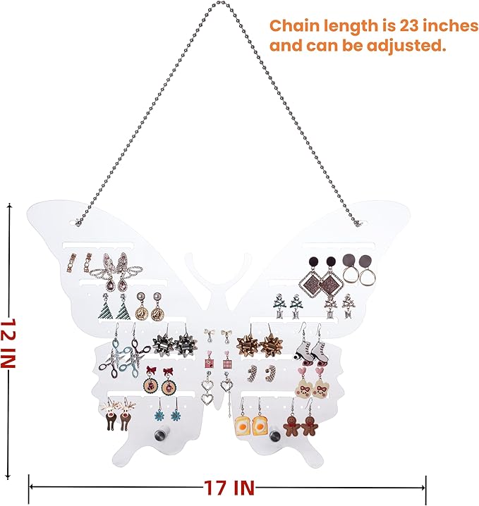 Acrylic Jewelry Organizer - Wall-Mounted or Desktop Stand for Earrings, Studs and Hooks - Elegant Earring Rack with 40 Holes, 40 Slots, for Studs, and Jewelry Storage, Practical Quick Assembly