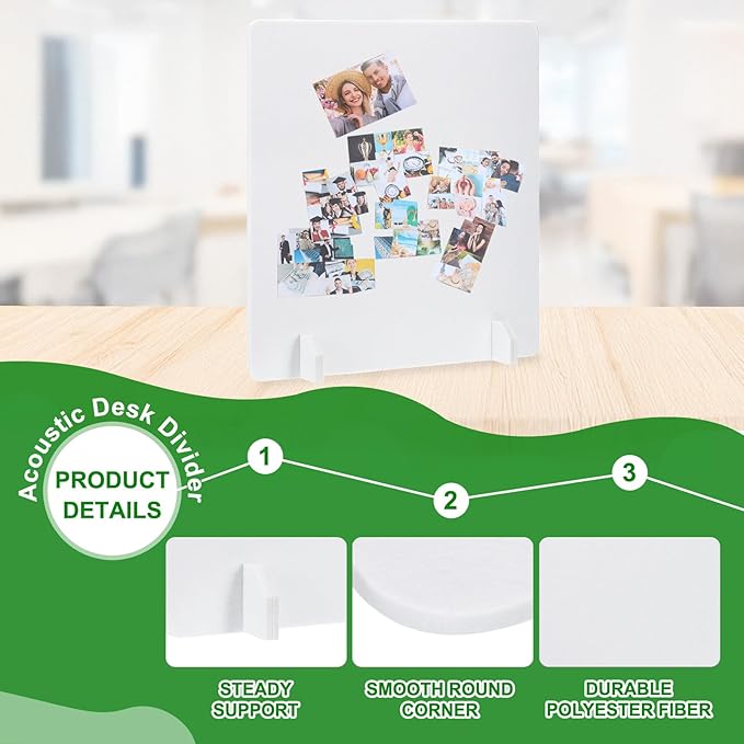 PATIKIL Desk Dividers 24" x 24", 4 Pack Desk Privacy Panel Freestanding Noise Reducing Partition Acoustic Panel with 4Pcs Support Feet for Testing Office Home Library, Pure White Style C