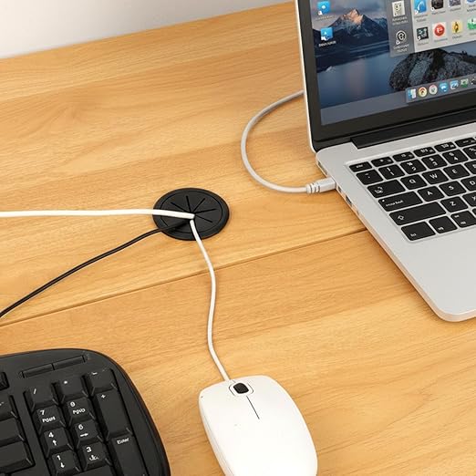 8 Pcs Black Desk Grommet, 2 Inch Desk Hole Cover for Cables, Grommet Cover with Hole Saw for Table Cables Wire Home Office