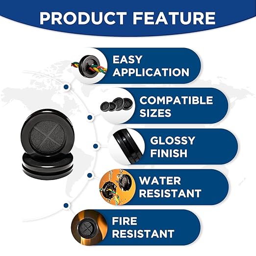55Pcs Double-Sided Rubber Grommets kit in 6 Assorted Sizes 5/8",13/16",7/8",1",1-3/16",1-1/2"- Round & Waterproof Rubber Grommet - Ideal Solution for Wire Protection