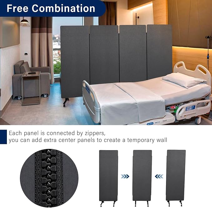 72" X 66" Acoustic Room Divider, 3 Panel Folding Privacy Partition with Wheels, FreestandingTackable Offices Screen, Portable Sound Proof Partition Wall for School, Clinic, Or Home Working Space