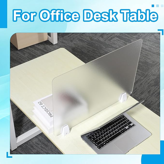 PATIKIL 40x60cm Desk Divider,2Set Desk Privacy Panel Acrylic Office Partition Boards Table Testing Dividers Panel Sneeze Guard Protective Shield for Office Kitchen Sink,Frosted Transparent