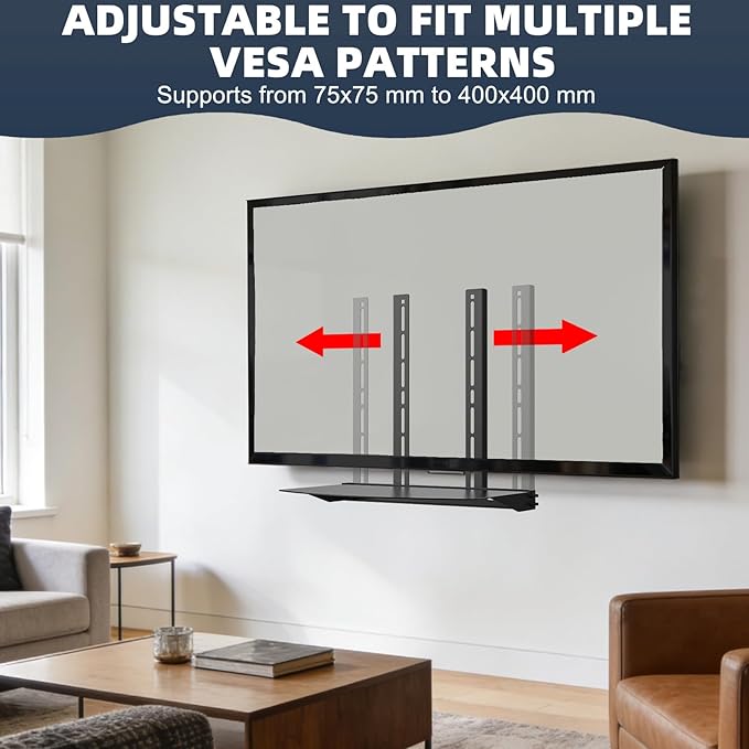 TV Wall Mount Shelf - Provides Storage Space for Set-top Boxes, DVD Players, Game Consoles, and Other Small Accessories. Sturdy Construction Supports 22 lbs