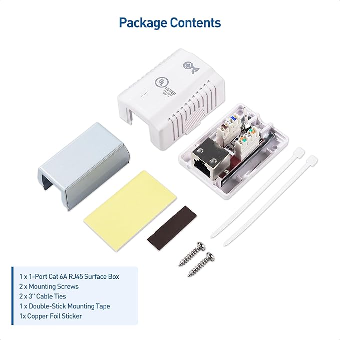 [UL Listed] Cable Matters 5-Pack Shielded Cat6A Surface Mount Box (Shielded Ethernet Surface Mount Box) in White