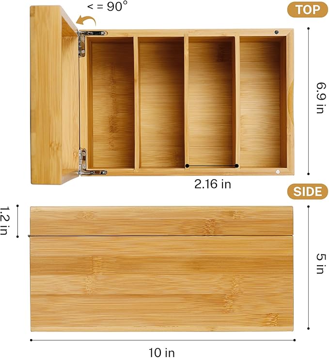 MaxGear Index Card Holder, 4 x 6Inch Wooden Business Card Organizer for Desk with 3 Dividers, Bamboo Index Cards Box with A-Z Tabs Holds 600 Cards for Recipe Flash Storage