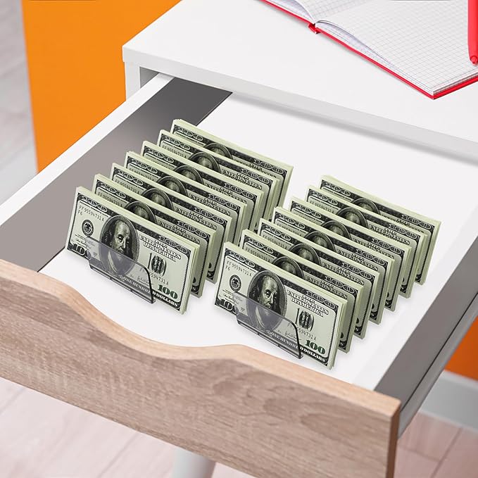 Hipiwe 2 Packs Mail Organizer Plastic Cash Tray for Desk - 7 Slots File Organizer Desktop Bill Divider Holder for Paper Envelope Document Book Money Eyeshadow Makeup Palette,Grey