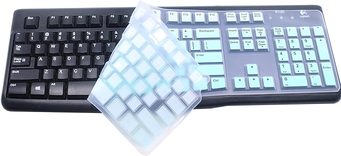 Silicone Keyboard Skin Cover Protector Compatible for Logitech K120 & MK120 Full-Size Wired Keyboard, MK120 & K120 Keyboard Protective Accessories (Ombre Mint)