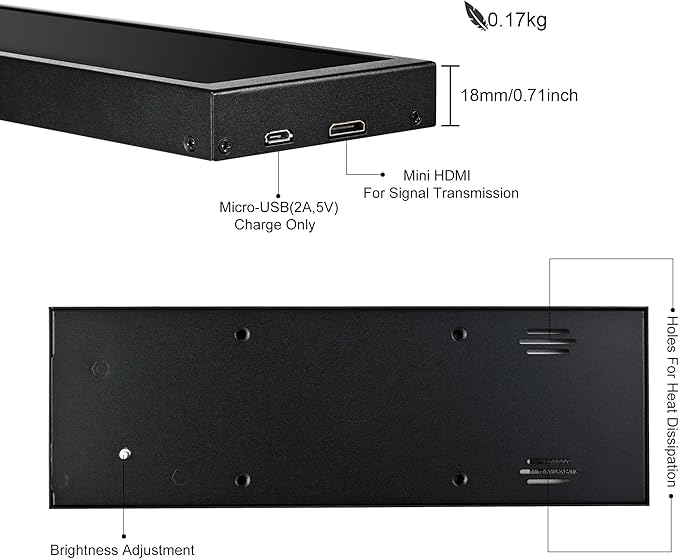 wisecoco 7.84 Inch Mini Monitor HD IPS 1280x400 Secondary Screen Stretched Bar LCD Display with Casing for Laptop Computer Speed Temperature Windows Aida64 CPU GPU Monitoring