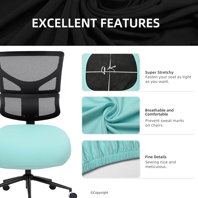 DIVA EN CAMINO DEC Universal Spandex Computer Chair Slipcover - Stretchable Desk Office Chair Seat Cushion Covers - Removable Washable Cushion Protectors for Dogs, Cats, Pets
