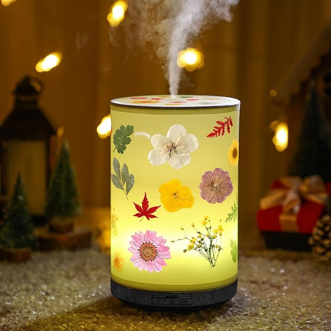 Rossesay Essential Oil Diffuser Flower Humidifiers Lamp, 250ml 7-Color LED Aromatherapy Diffuser with 3 Mist Modes Auto-Off Floral Night Light Gift for Women Mom Home Office Desk Decor