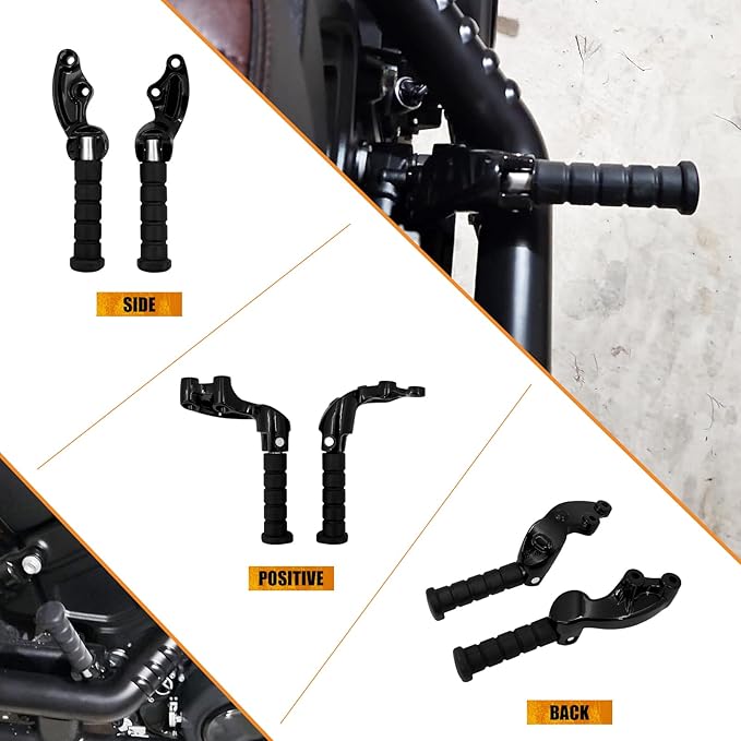Motorcycle Rear Passenger Foot Pegs Footrest Mount Bracket Fit for Indian Scout 2015-2025 Scout Sixty 2016-2025 Bobber 2018-2025 (Gloss Black)