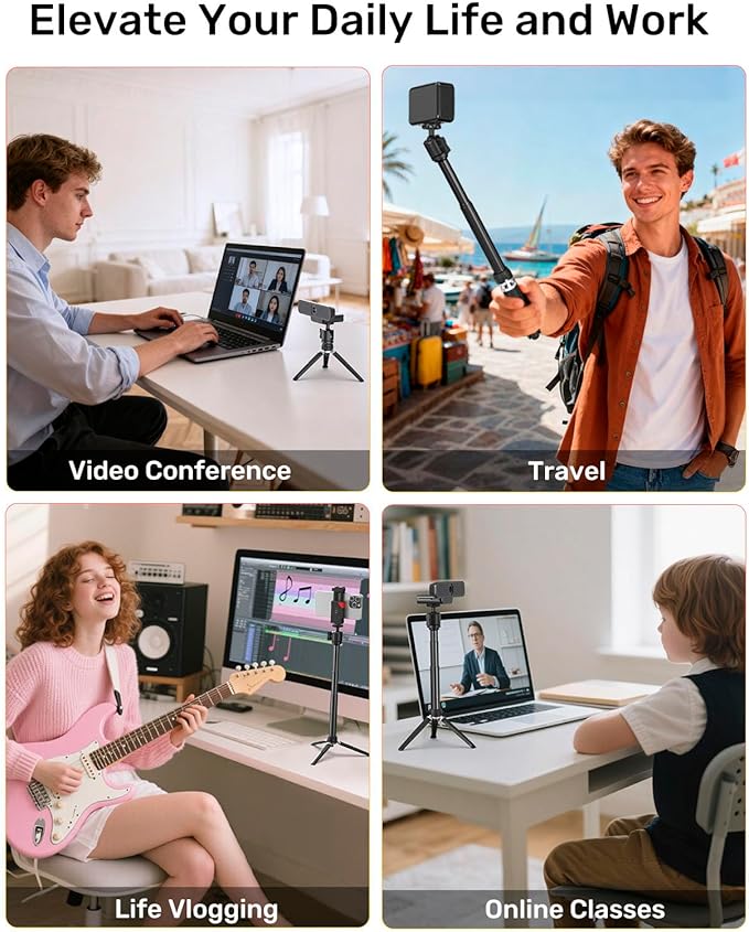 Webcam Tripod for Desk, Extendable Web Cam Stand Mount with Phone Holder for Logitech Webcam C920 C922 C922x C925e C930 C930e C615 Brio 4K NexiGo N60, GoPro Camera and Ring Light with 1/4" Thread