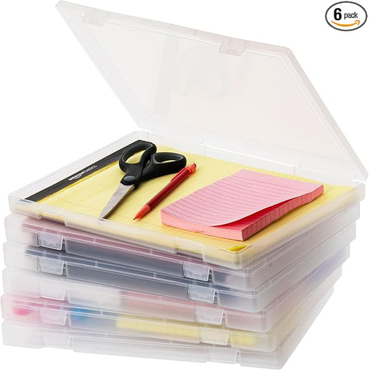 IRIS USA 6-Pack A4 File Box Paper Cases |Made in USA| Fits 8.5" x 11" Letter Paper, Portable & Stackable - Clear