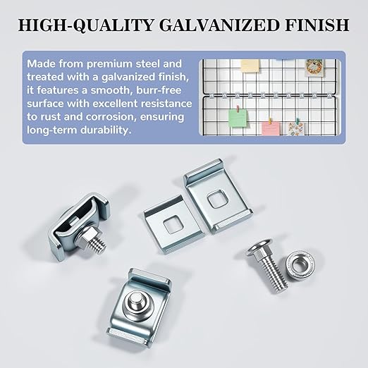 24-Pack Grid Panel Connector Kit, for 4mm-6mm (5/32"-1/4") Wire Shelving & Mesh Cable Trays, Includes Splice Clamps & Reinforced Washers