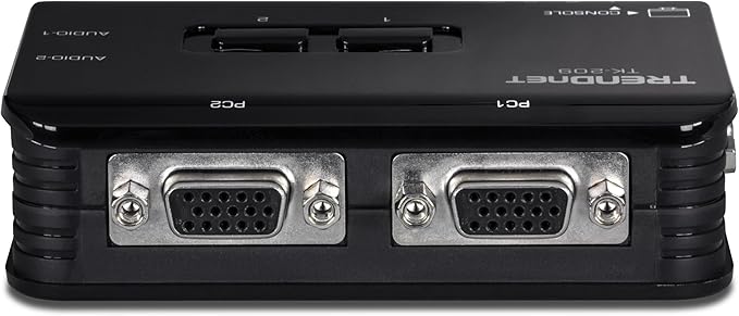 TRENDnet 2-Port USB KVM Switch Kit with Audio, TK-209K, Control Up to 2 Computers, Windows, Linux, Mac OS Compliant, 2048 x 1536 VGA Resolution, NDAA & TAA Compliant, KVM Cables Included, Black