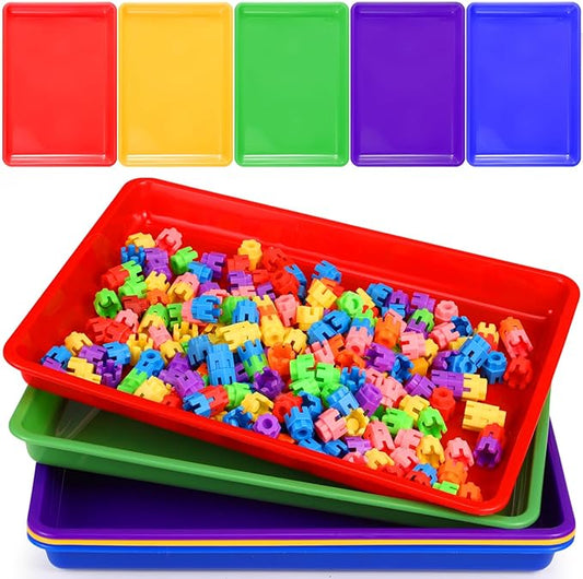 Hoteam 5 Pcs Paper Trays for Classroom Plastic Storage Bin Tray Bulk Stackable File Organizer for School Office Teacher Book Organization Supplies(Classic Color,16.14 x 11.81 x 1.38 Inch)