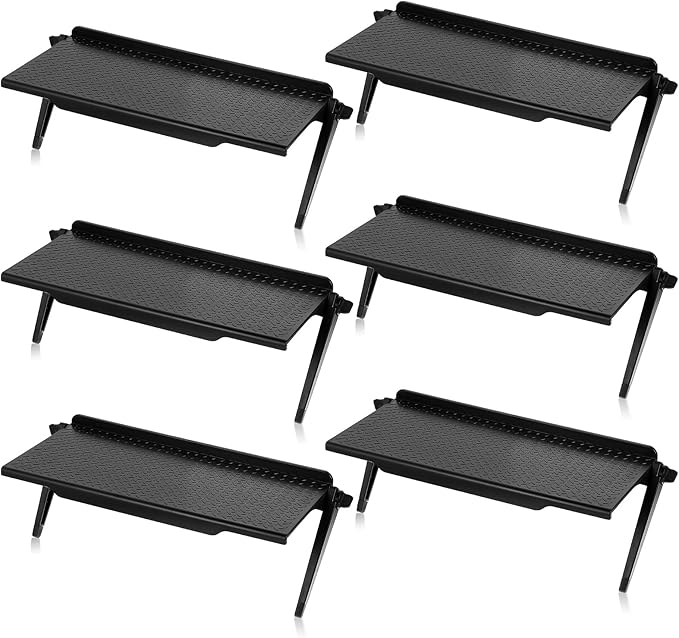 6 Pieces TV Top Screen Shelf Adjustable Monitor Top Shelf Plastic TV Video Game Storage Game Console Black Router Stand Audio Video Shelving for Media Boxes Router(11.8 x 4.5 inch)