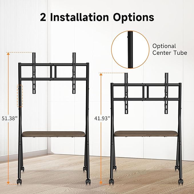 XINLEI Easel Rolling TV Stand for 32-80 Inch TV up to 121lbs, Mobile Portable TV Cart with Wheels Minimalist for Home Business Office Living Room School, Max 600x400mm VESA, Black ML5C