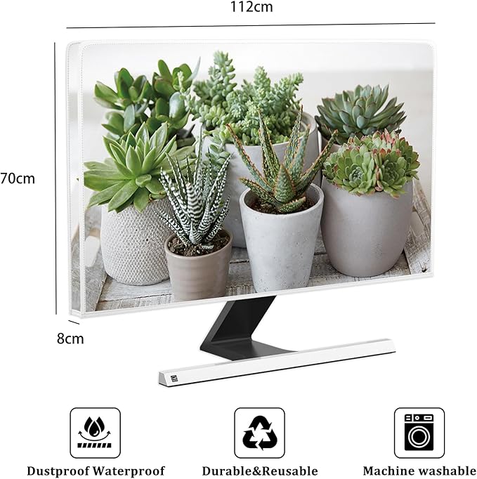 Green Botanical Waterproof 45, 46, 47, 48 Inch Anti-Static Dustproof LCD/LED/HD Decorative Potted Plant Panel Case Screen TV Covers Sleeve Compatible with Television LED LCD OLED