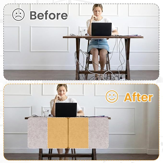 Desk Divider, Clamp On Felt Desk Privacy Panels, Acoustic Sound Absorbing Desk Partition for Office Desk, Reduce Distractions, Oatmeal, 2 Pack, 16 x 24 in