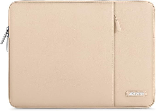 MOSISO Laptop Case 13.3 inch, 13-13.3 inch Laptop Sleeve Compatible with MacBook Air/Pro 13/Pro 14 M5 M4 M3 M2 M1, HP Dell ASUS Lenovo,Polyester Vertical Computer Sleeve Bag with Pocket, Apricot