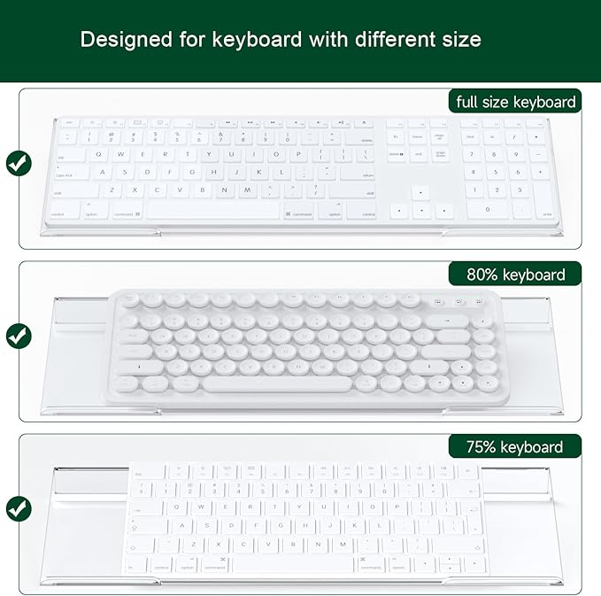 Computer Keyboard Stand Holder - Ergonomic Acrylic Keyboard Stand for Desktop Comfortable Keyboard Tray Riser with Silicone Anti-Slip Strip for Home School Office Desk Accessory, Clear