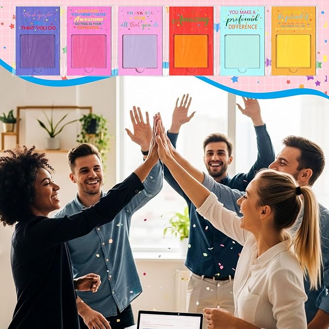 Motipuns 36 Pcs Teacher Appreciation Gifts Bulk Colorful Sticky Notes Dispenser End of School Year Gifts Office Team Work Sticky Notes OPP Bags Set for Nurse Coworker Staff CNA Week Speech Therapist