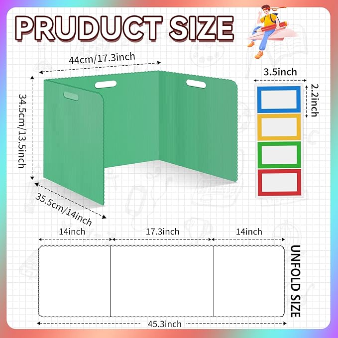24 Pcs Desk Dividers for Students Plastic Durable and Waterproof Privacy Folders Shields Test Dividers with Classroom Privacy Boards for School Study Teacher Supplies (Green)