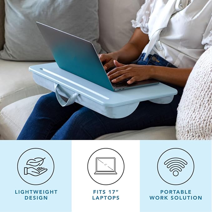 LAPGEAR Original Lap Desk – Fits Up to 17″ Laptops – Sky Blue – Style No. 45153