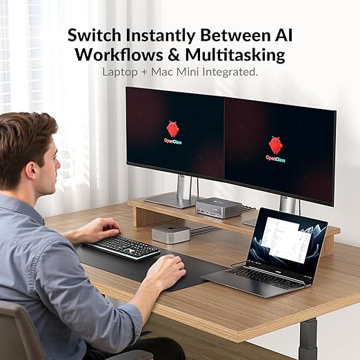 AV Access KVM Switch Dock 2 Monitors 2 Laptops, 4K KVM Switch Dual HDMI Monitor, 2 USB-C MST Ports, 60W PD for Each PC, 1G Ethernet, EDID Emulation, 2K@144Hz,1080P@240Hz,Ideal for Home Office & Gaming