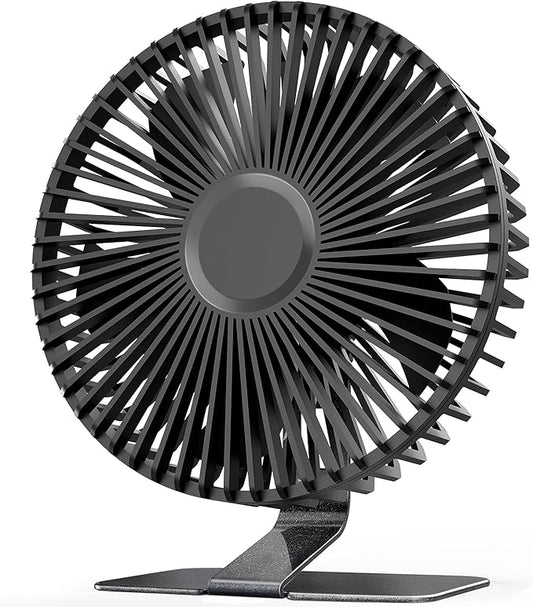 SLENPET 6-inch USB Small Desk Fan, 4 Speeds, Ultra-quiet, 90° Adjustment for Better Cooling, Portable Mini Powerful Desktop Table Fan, Personal Fan for Home Office, Metal Base, Black